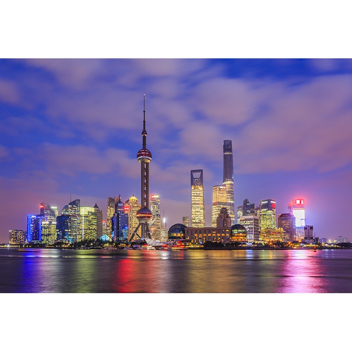 Qc158 城市夜景海報上海灘建筑夜景貼畫高樓大廈自粘景點裝飾貼墻海報 蝦皮購物