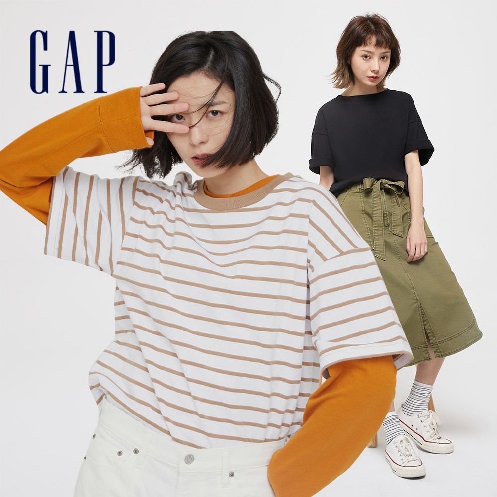 Gap 女裝 簡約素色質感短袖T恤 厚磅密織系列-多色可選(629535)