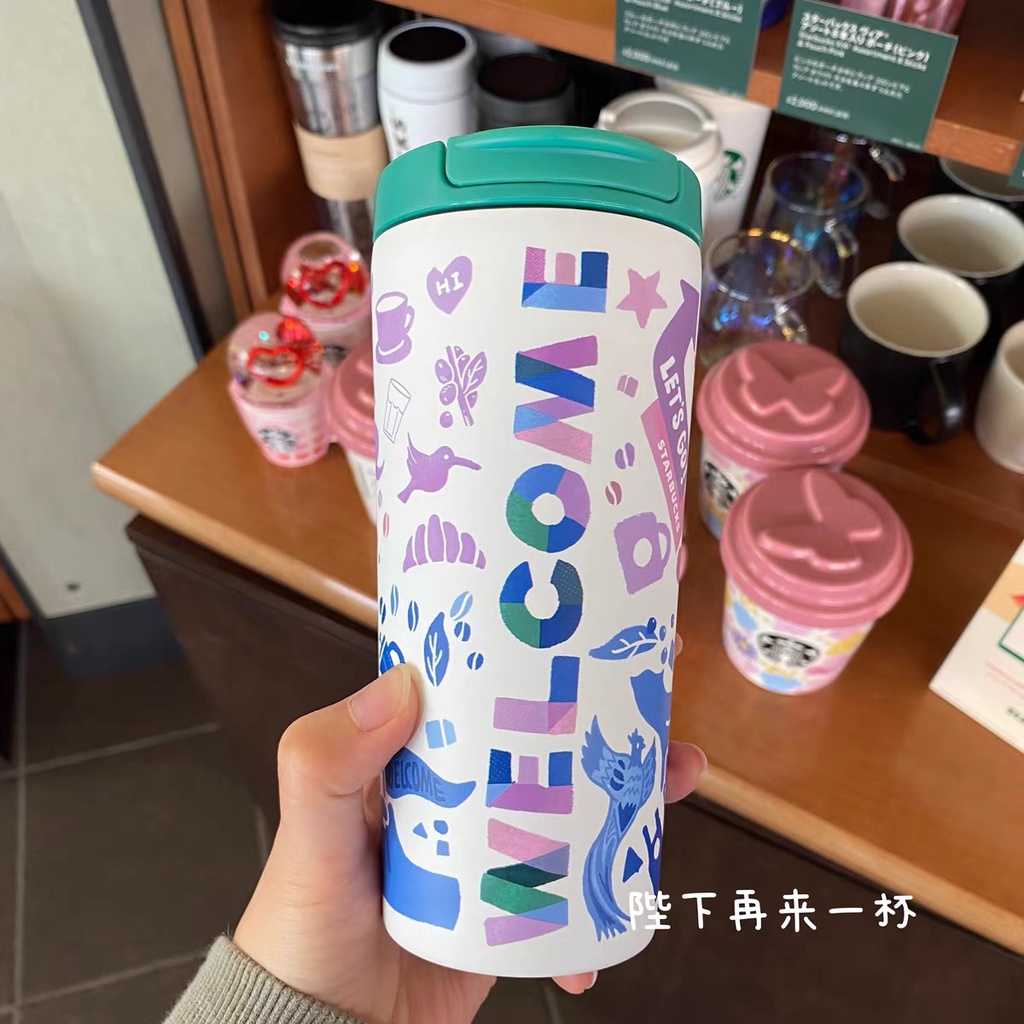 Starbucks官方正品！日本星巴克杯子2022歡迎圖騰不銹鋼lucy保溫杯果汁珍奶茶奶昔茶水咖啡杯355m l