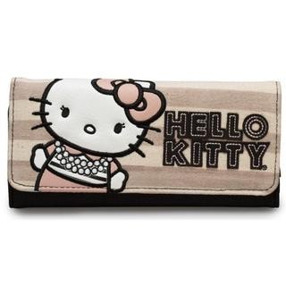 【櫻嵐】現貨-美國限定正版Loungefly x HELLO KITTY皮夾/長夾/皮包-條紋刺繡WA0798（磁扣）