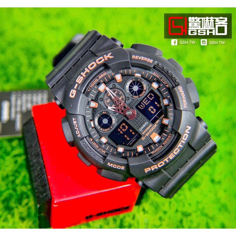 【驚嚇客】G-SHOCK 街頭時尚設計休閒錶 玫瑰金 GA-100GBX-1A4