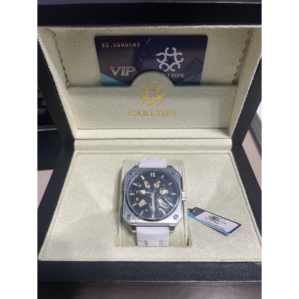手錶【CARLTON卡爾頓】方形鏤空陀飛輪矽膠腕錶 CA0323 現貨供應