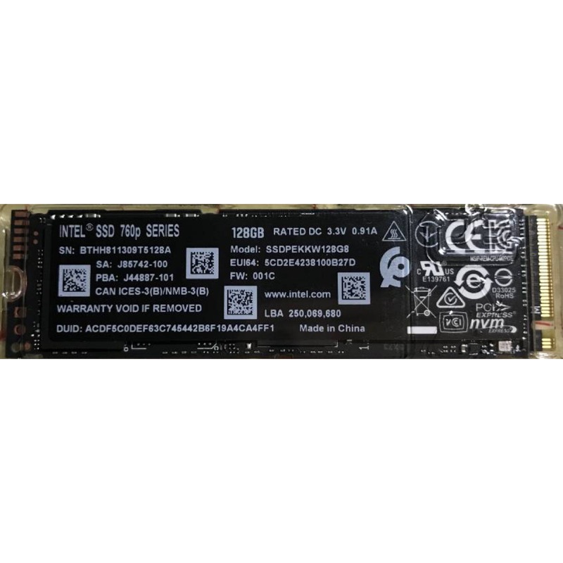 Intel SSD 760p 128G M.2 PCIe 全新
