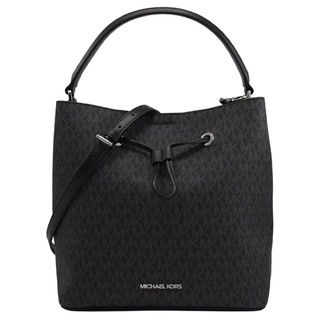 ［全新正貨］ MK MICHAEL KORS SURI 滿版黑-MK印花三用水桶包-