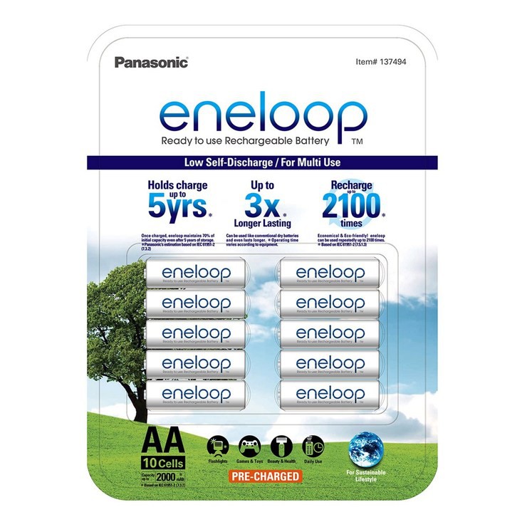 [好市多現貨] 全新Eneloop充電電池，每卡10顆，AA三號2000mAh，AAA四號800mAh