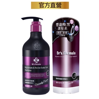 臺塑生醫Dr's Formula豐盈喚黑洗髮精580g+豐盈喚黑護髮素250g