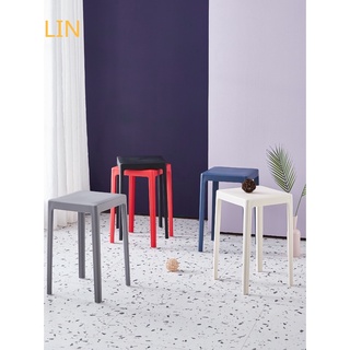 lin(臺灣現貨)北塑膠凳子加厚成人家用餐桌高板凳時尚創意北歐方凳椅實心腿1
