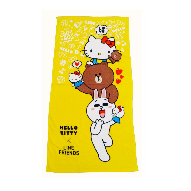 【Sanrio三麗鷗】Hello Kitty x Line疊疊樂浴巾 100%棉 76x152cm