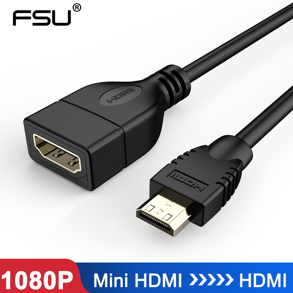 Fsu 迷你 HDMI 公頭轉 HDMI 母頭適配器電纜連接器 1080P 轉換器,適用於平板電腦高清電視投影儀 Mac