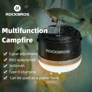 rockbros 多功能野營燈 3600mah 便攜式 type-c 充電露營帳篷燈防水磁性野營燈籠戶外遠足聚光燈