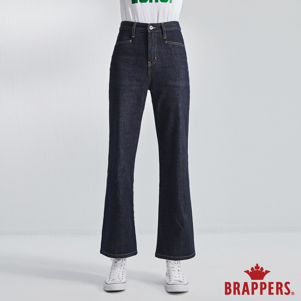 BRAPPERS 女款 Boy friend系列-中高腰彈性喇叭褲-深藍