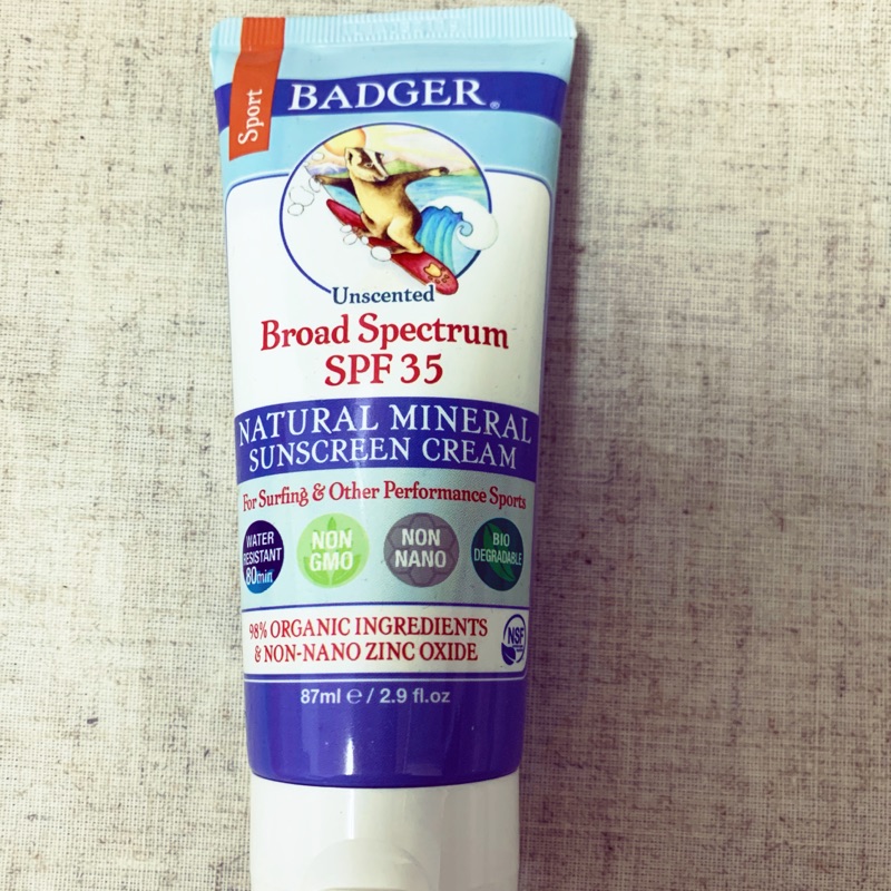 🇺🇸美國代購 Badger 運動型 天然礦物質防曬乳 氧化鋅 無香型 SPF35 (87ml)