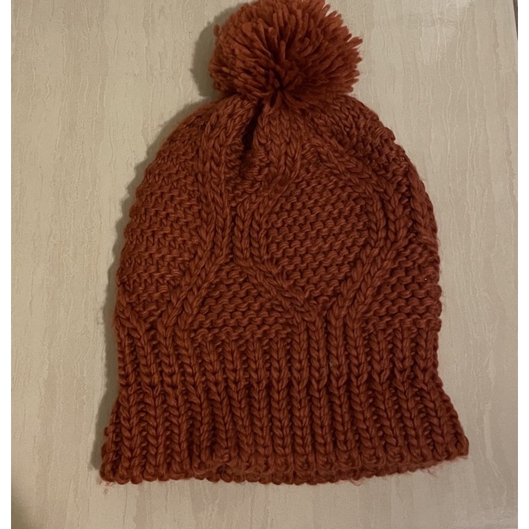 二手NET橘色保暖針織毛線帽