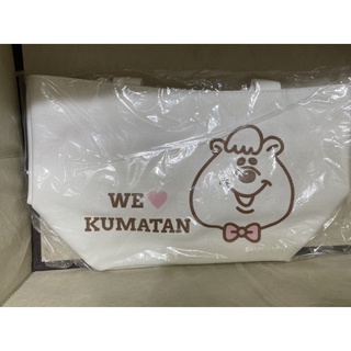 【現貨】全新 KUMATAN 束口手提袋 白色 WC熊帆布袋 手拿包 休閒包 帆布包 聖誕節 交換禮物 生日禮物