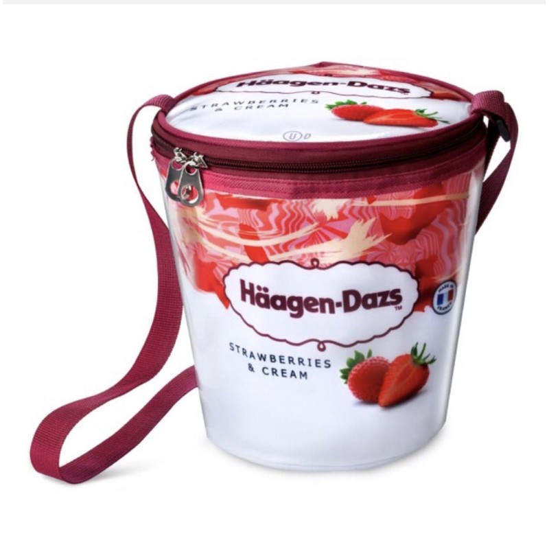 【Haagen-Dazs 哈根達斯】草莓品脫造型圓筒保冷袋