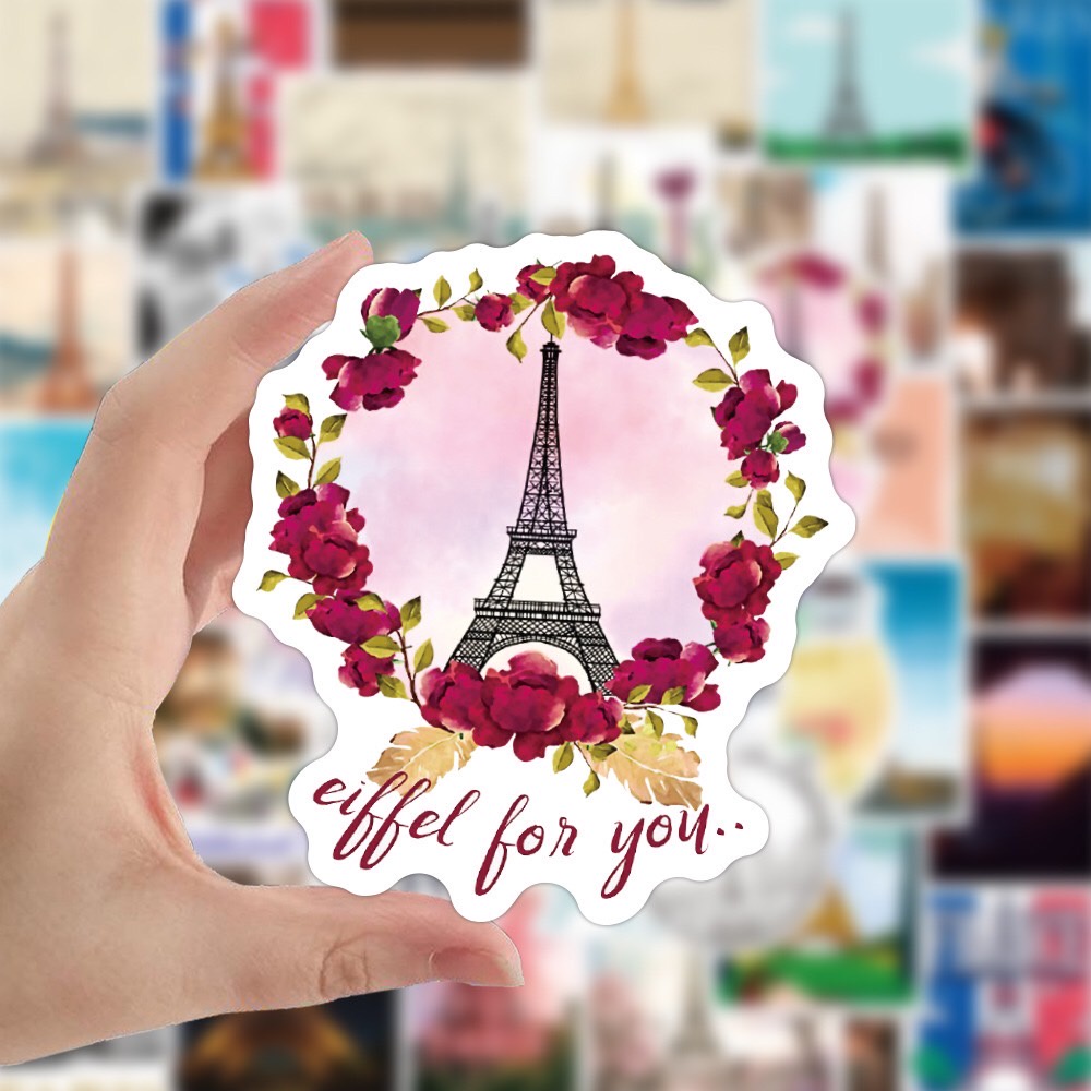 🔥新款上架🔥法國 浪漫 巴黎 鐵塔 防水貼紙 車貼 可貼行李箱、筆電、滑板、汽機車、安全帽保溫瓶 禮物 贈品