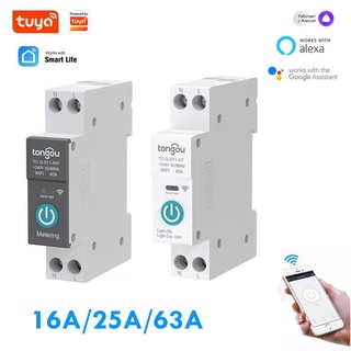 TUYA Smart Home WIFI Smart Circuit Breaker 1P 63A DIN Rail W