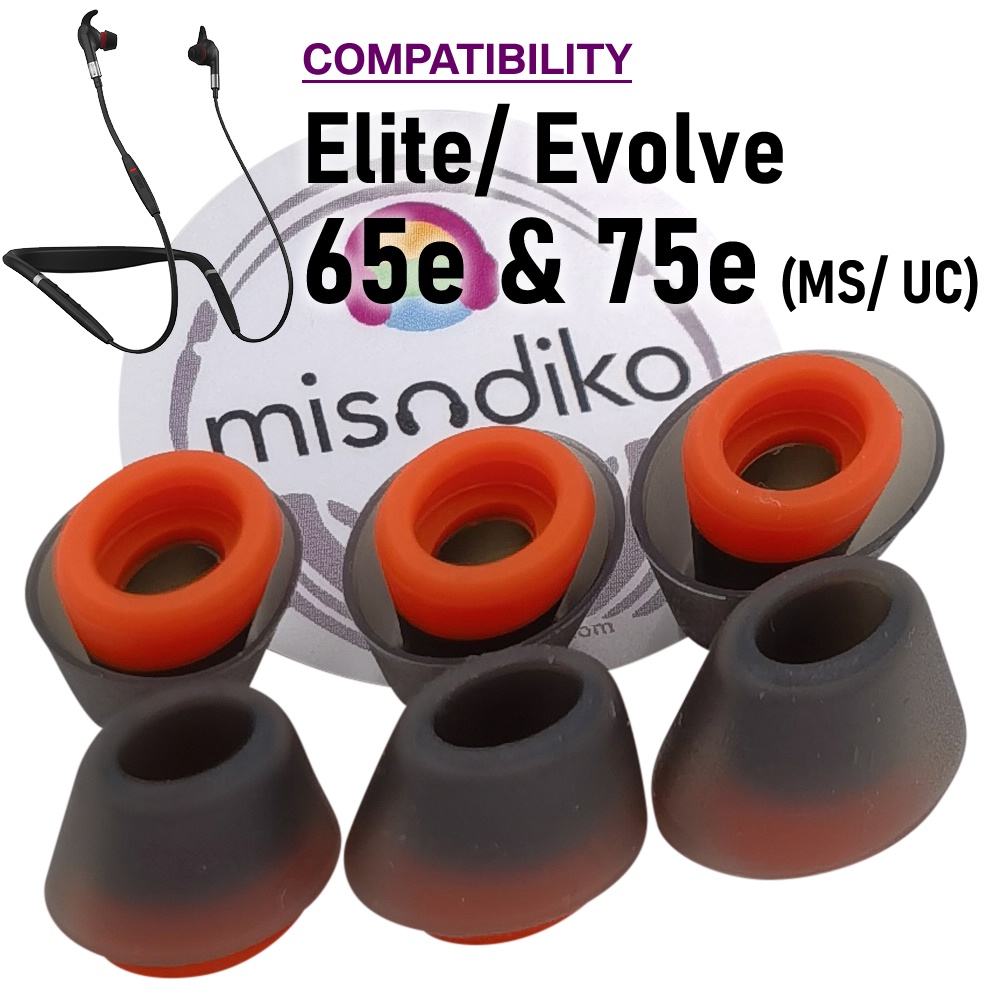 Misodiko 矽膠耳塞式耳塞提示與 Jabra Elite / Evolve 65e 和 75e 入耳式耳機兼容 (