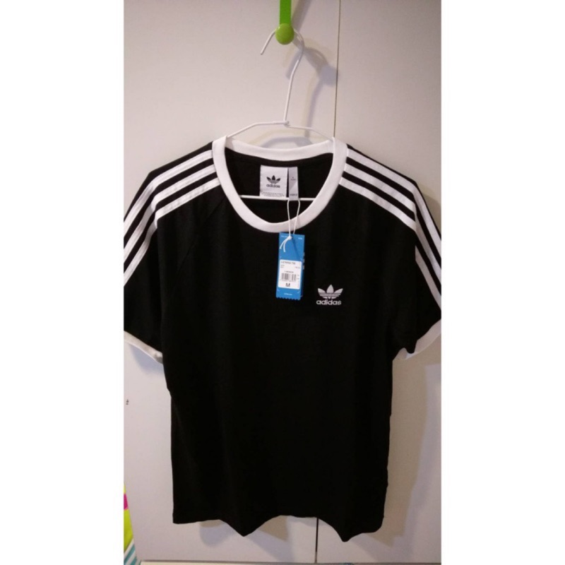 Adidas Original CLFN TEE 阿迪達愛迪達三葉草三條線短袖黑白CW1202 CW1203 | 蝦皮購物