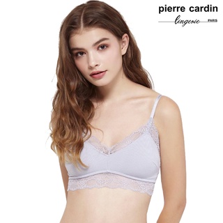 【pierre cardin 皮爾卡登女性內衣】女內衣 俏麗蕾絲羅紋無鋼圈內衣 (單件-GRY淺灰)-209-2355B