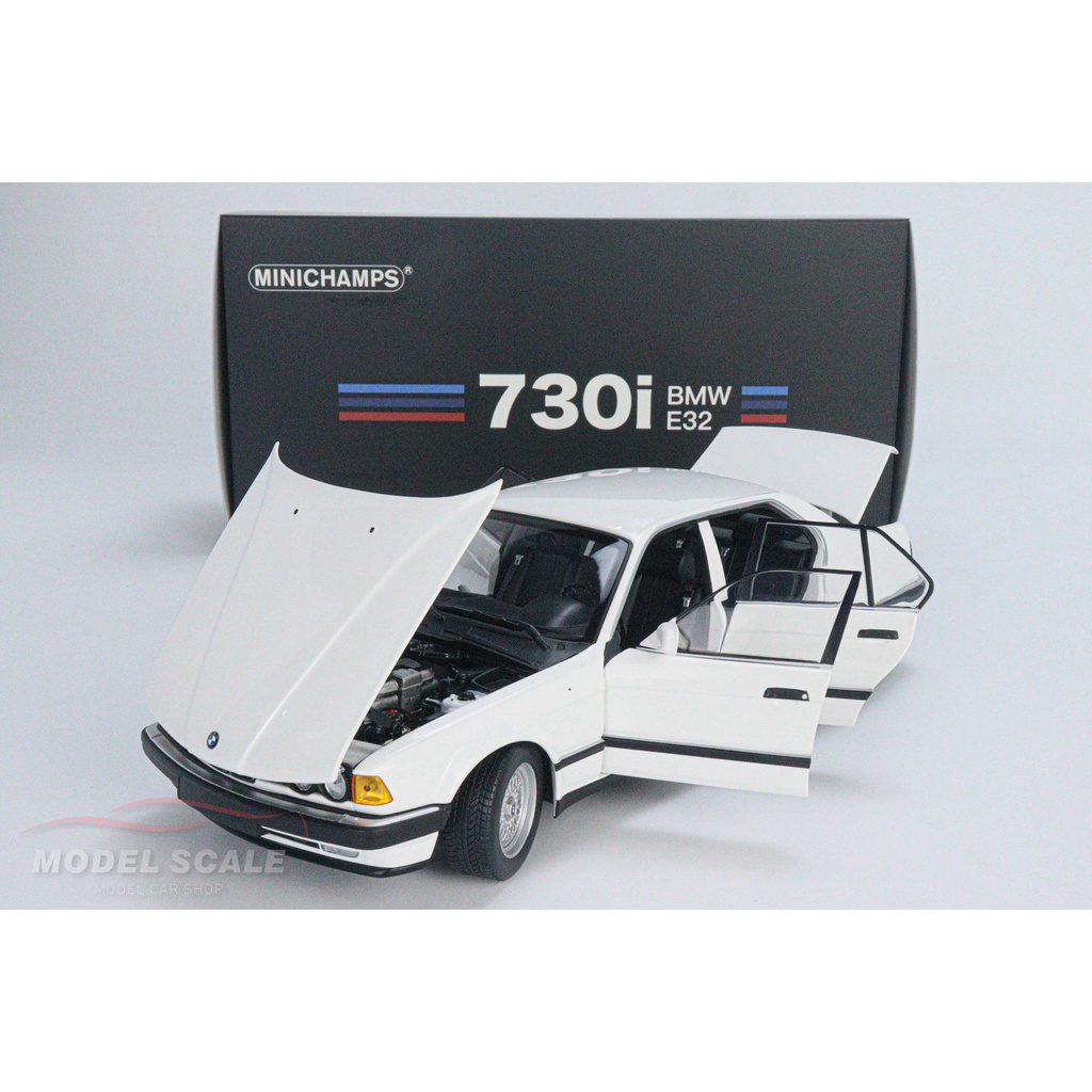 【模例】Minichamps 1/18 BMW 730i (E32) 1986 白色 合金全可開