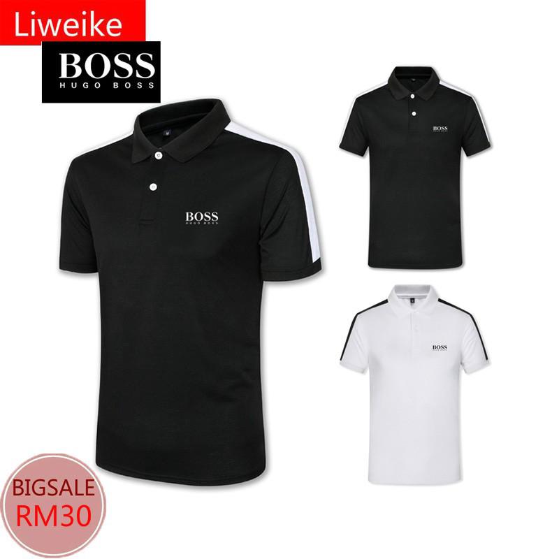 Hugo BOSS 男士純色 Polo 衫男孩翻領 Polo T 恤高爾夫襯衫男士襯衫 Polo T 恤上衣