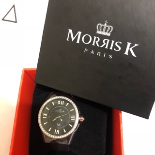 MORRIS K獨一無二晶鑽潮流腕錶-黑x銀框/40mm