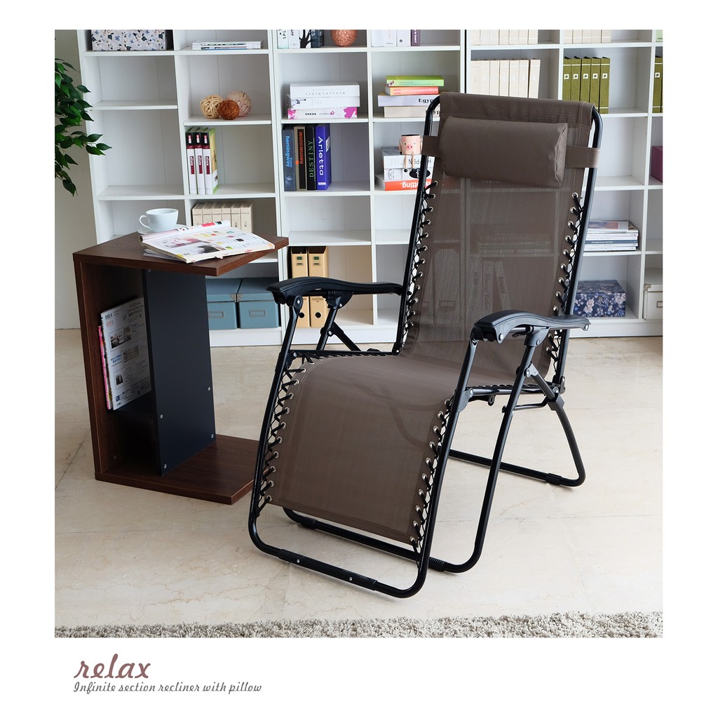 【6682】RELAX加寬無段式休閒透氣躺椅 椅 收納 加大 折疊  特斯林 耐重(胡桃棕)