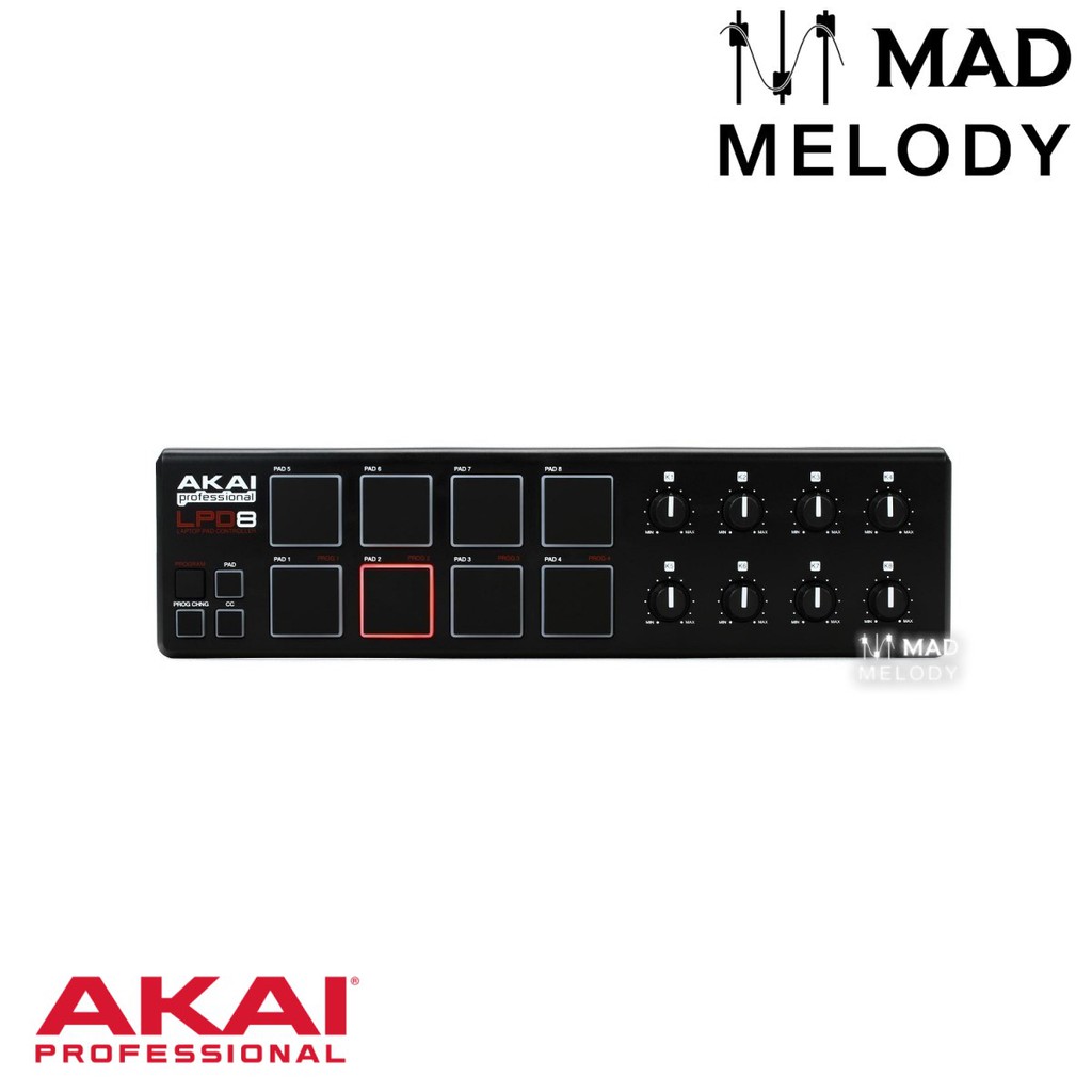 Akai 專業 LPD8 迷你墊控制器 (MIDI 控制器支持音樂 / 鼓製作, 緊湊, 全新)