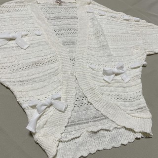 日本品牌JAYRO white-白色混絲巾造型針織小外套