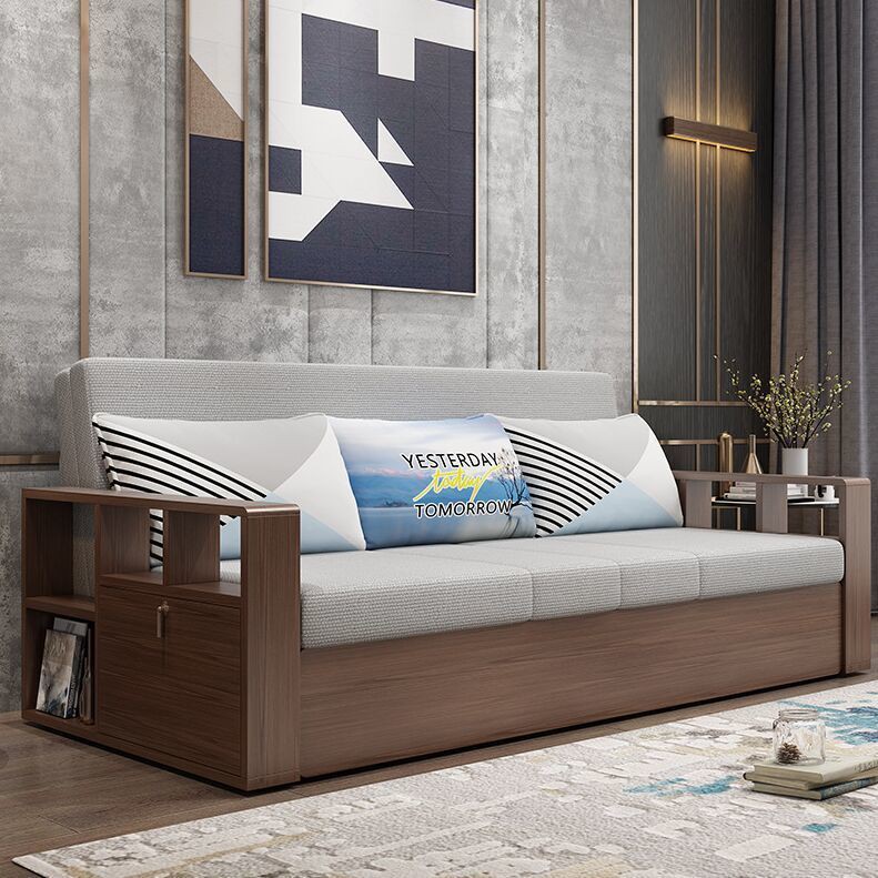 廠家直銷#新中式實木沙發客廳小戶型家用三人位多功能兩用折疊沙發床1.8米