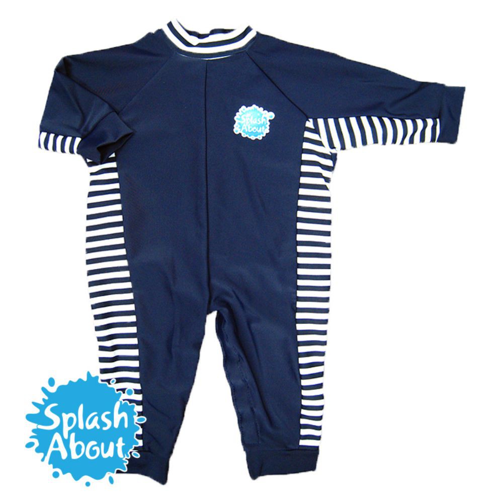 《Splash About 潑寶》UV All in One 嬰兒抗 UV 連身泳衣 - 海軍藍 / 藍白條紋