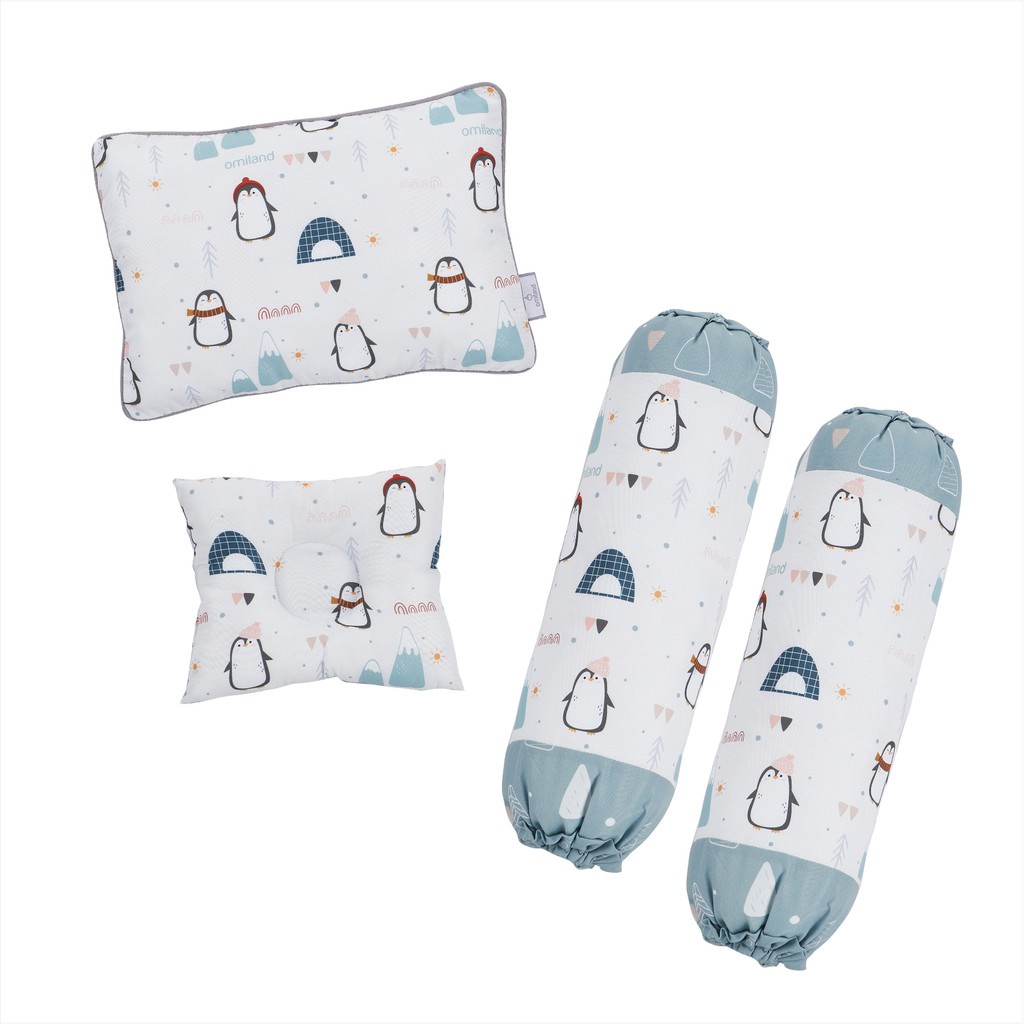 Omiland 嬰兒布爾斯特枕頭套裝 Peang 企鵝熊火車系列 iva