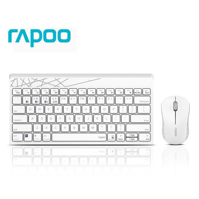 ［全新公司貨］RAPOO 8000T一對三 藍牙+2.4G 無線靜音鍵鼠組-白 贈滑鼠墊 可開發票