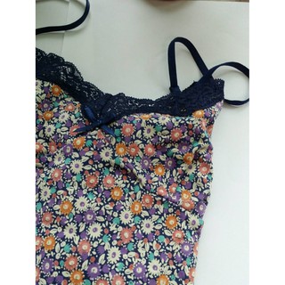 全新/二手 uniqlo gu 可愛藍色系碎花印花 蕾絲飾邊 無墊背心