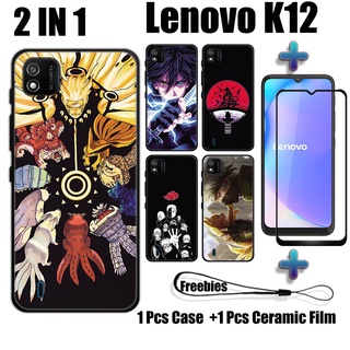 LENOVO 2 合 1 Naruto 手機殼帶鋼化玻璃,適用於聯想 K12 手機殼和曲面陶瓷螢幕保護膜