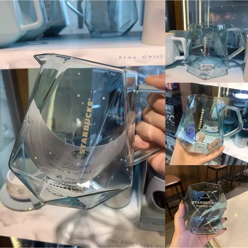 ✒❀韓國星巴克夏夜星空系列杯幾何鉆石不規則銀河玻璃杯玻璃壺茶壺