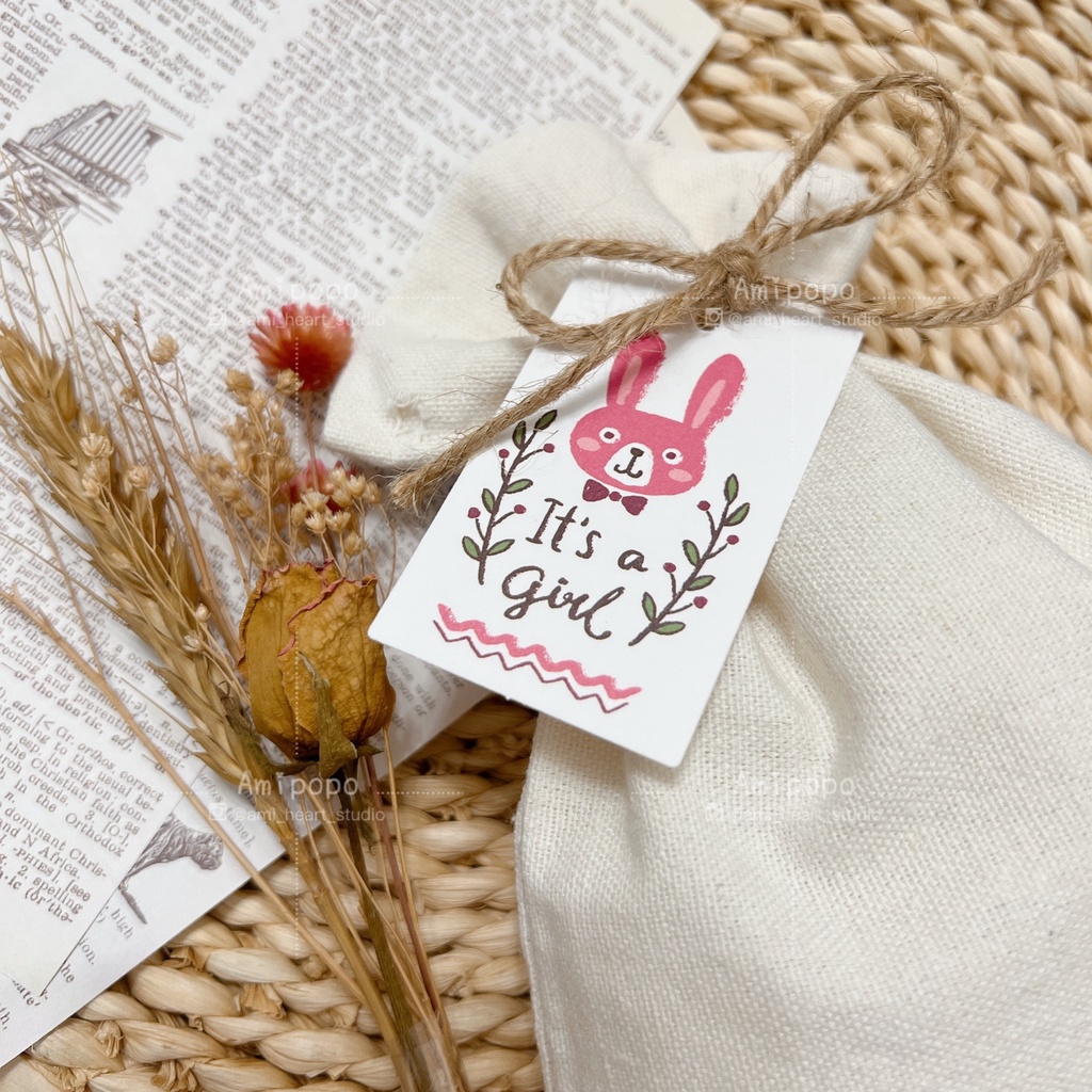 【包裝吊卡】彌月兔兔吊卡 - 吊牌、小卡、禮盒包裝、包裝吊牌、吊卡
