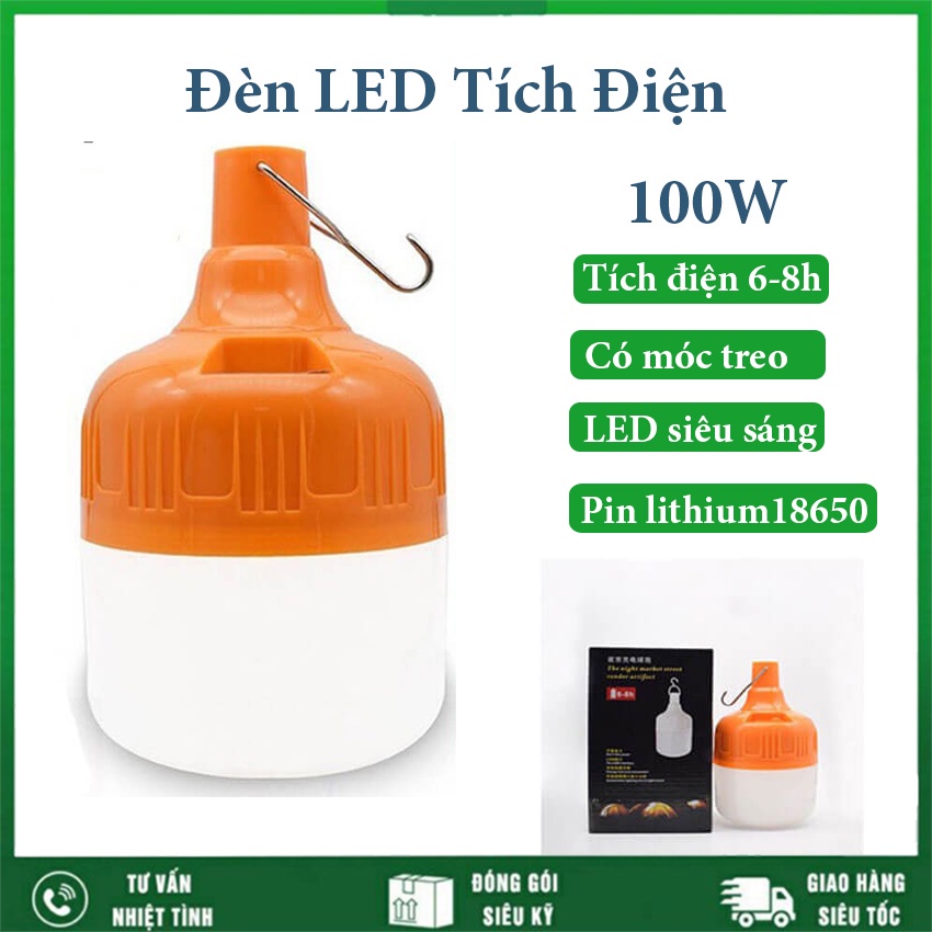 100w 可充電 LED 燈泡使用 6-8 小時 3 種亮度模式,帶方便掛鉤,Micro USB 充電帽