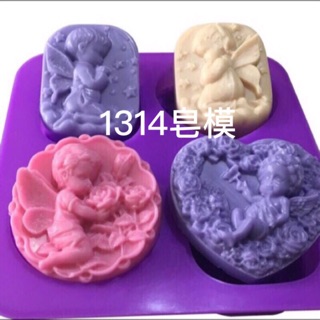 超厚好成形 4孔多款天使組合模具 超暢銷!皂模。矽膠模。手工皂 蛋糕 巧克力模。 天使