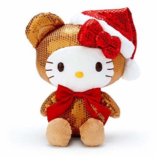 Hello Kitty 玩偶娃娃 亮片絨毛玩偶娃娃《M.棕》聖誕娃娃.擺飾
