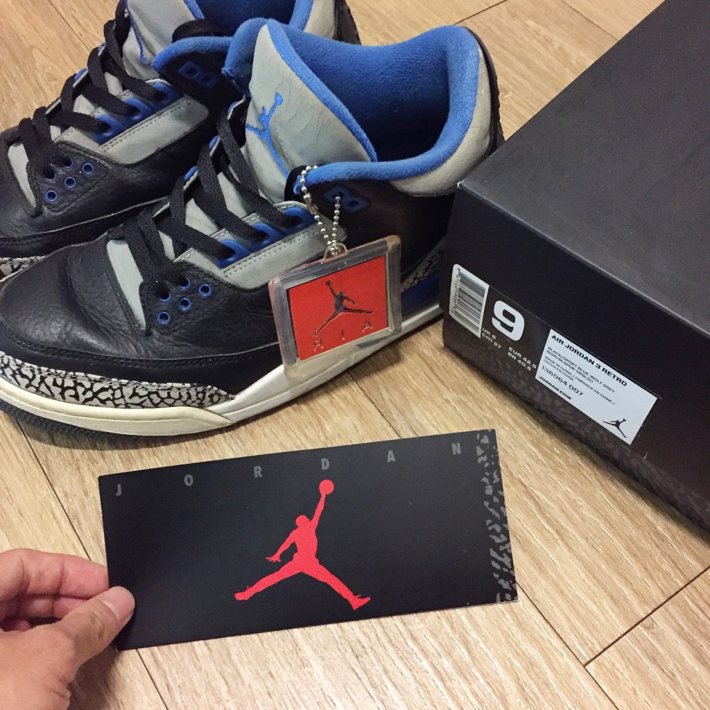 『嚴選二手』AJ3 Air Jordan 3代運動藍爆裂紋黑藍配色 US9號27公分5成新136064-007走路打球鞋