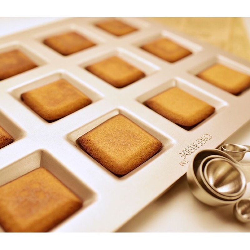 【現貨】學廚Chefmade－香檳金12連正方型費南雪蛋糕模／正方形餅乾模／正方形蛋糕模