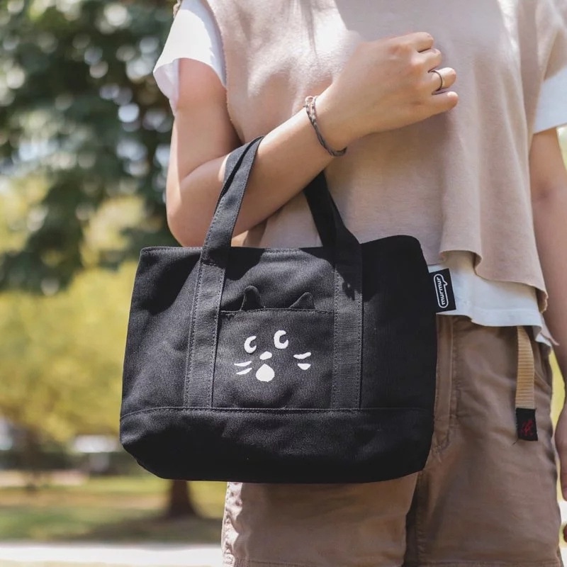 【紫微微 现货速发】學生便當袋  飯盒包 驚訝貓ne-net可愛帆布手提包 輕便旅行手拎包