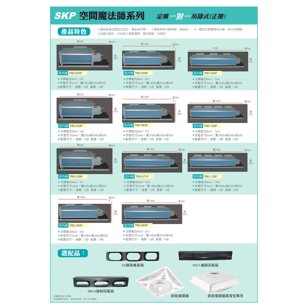 【佲昌企業行冷氣空調家電】台灣恪力 定頻 吊隱式 冷專 12-17坪 9.0kw 《TRD-80》 空機價