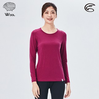 ADISI 女美麗諾混紡羊毛圓領彈性保暖衣AU2521003【桃紫】(S-XL) / 抗靜電 抑菌消臭 透氣 發熱衣
