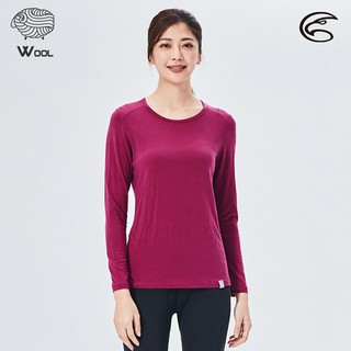 ADISI 女美麗諾混紡羊毛圓領彈性保暖衣AU2021031【桃紫】(S-XL) / 抗靜電 抑菌消臭 透氣 發熱衣