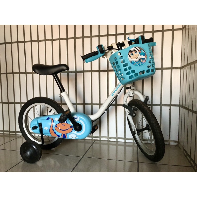 迪卡儂 兒童腳踏車 14吋 附輔助輪 附掛籃 及掛鈴