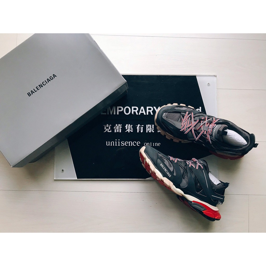 Balenciaga Black And Burgundy Track Sneakers GOXiP