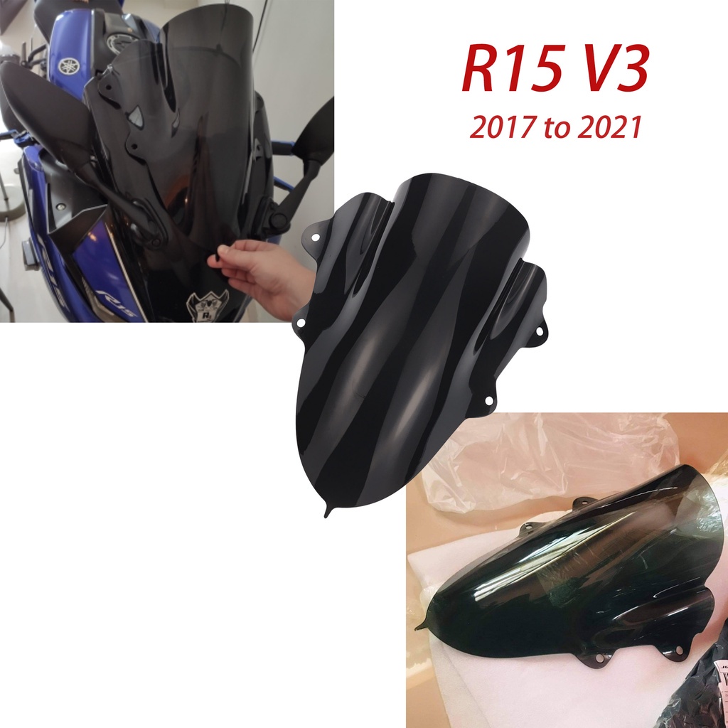 【睿競機車】改裝 2021 R15V3 加高導流風鏡適用於山葉雅馬哈R15 V3 擋風玻璃 前擋風 風擋